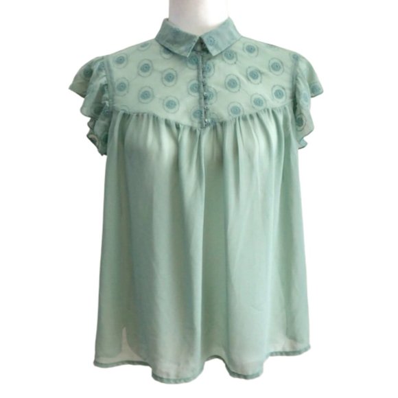 DOWNEAST collar sheer blouse - Picture 1 of 8